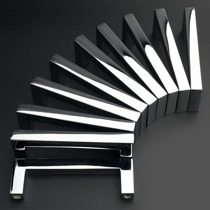 KOOFIZO Solid Square Bar Cabinet Handle - Chrome Furniture Pull, 3 Inch/76mm Screwhole Distance, 10-Pack for Kitchen Cupboard Door, Bedroom Dresser Drawer, Bathroom Wardrobe Hardware - Image 1
